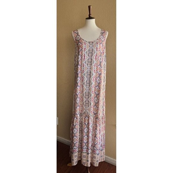 Splendid Womens Colorful Rayon Sleeveless "Taos" Print Maxi Dress Size L - Picture 10 of 10